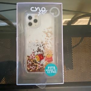 New Glitter Shake iPhone 12/12 Pro Case With French Fries, Pizzas & Sparkles